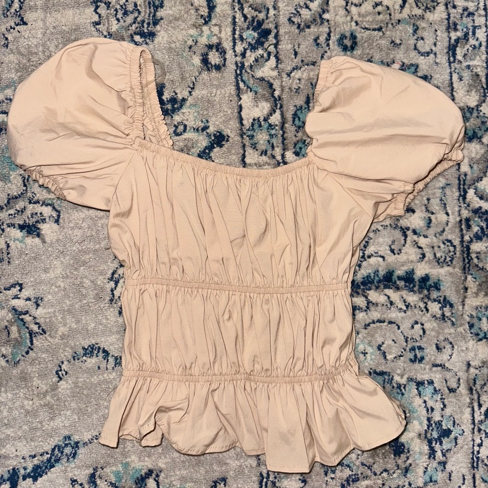 Tan Puff Sleeve Top